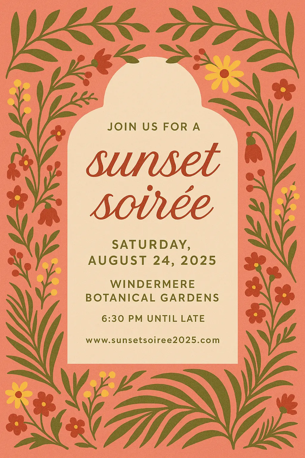Floral coral invitation card using party invitation card template style