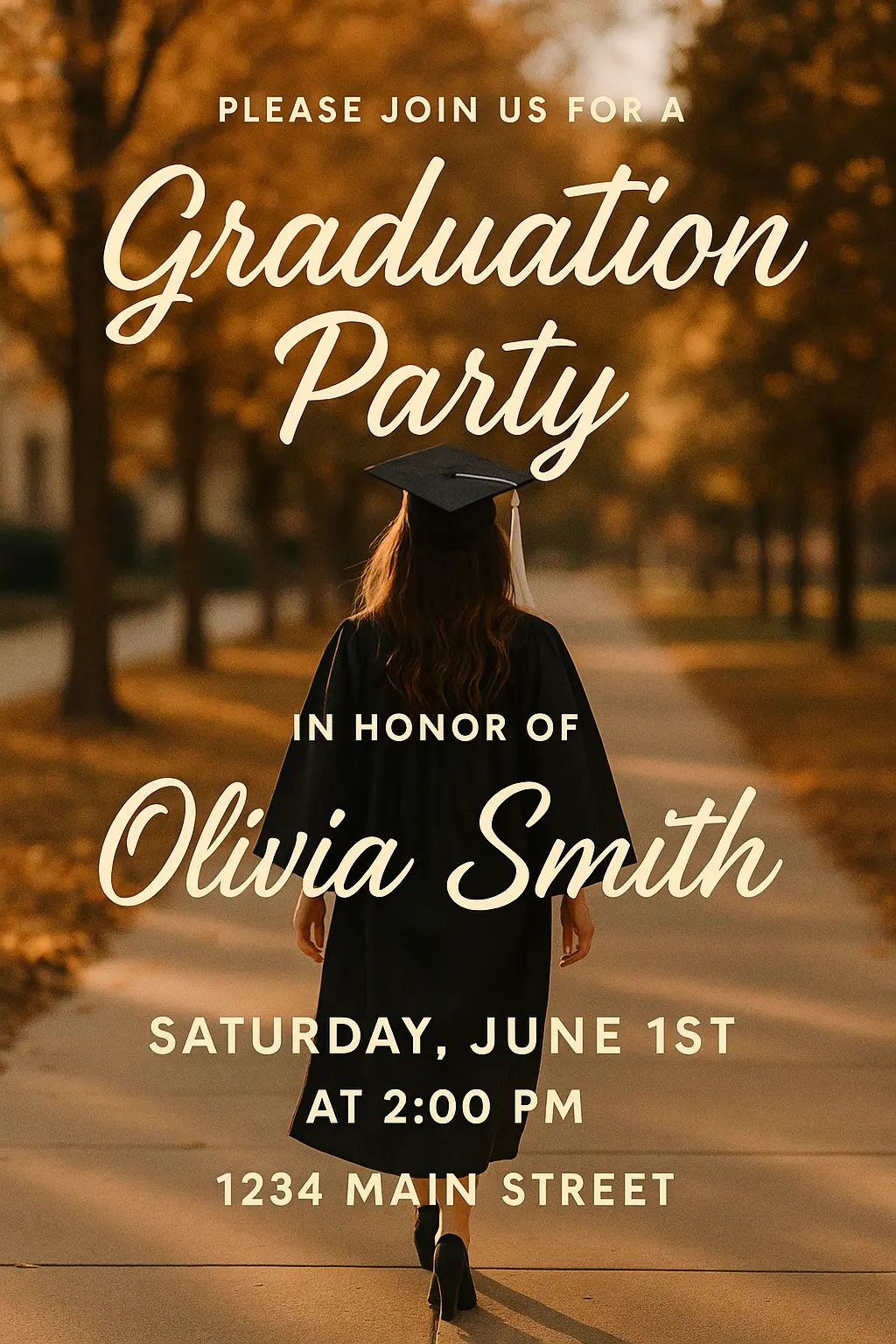 Elegant graduation party invite using party invitation card template