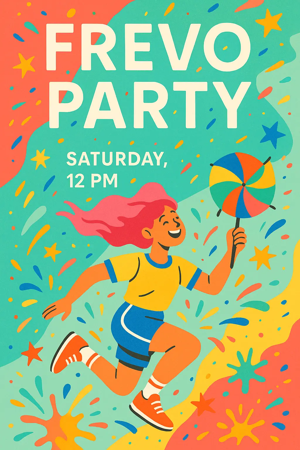 Party invitation card template vibrant party invitation with jumping character