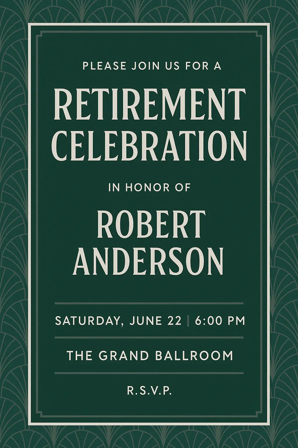 Elegant template for a retirement party invite