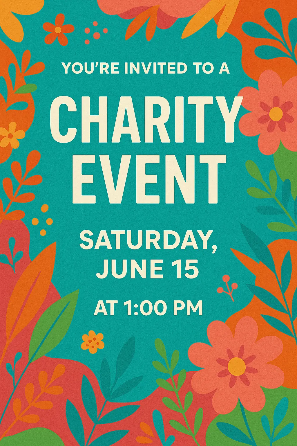 Colorful charity event invitation card template