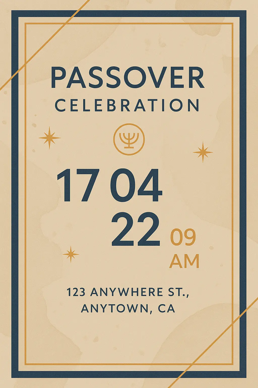 Event invitation card template Passover celebration invitation card with geometric accents