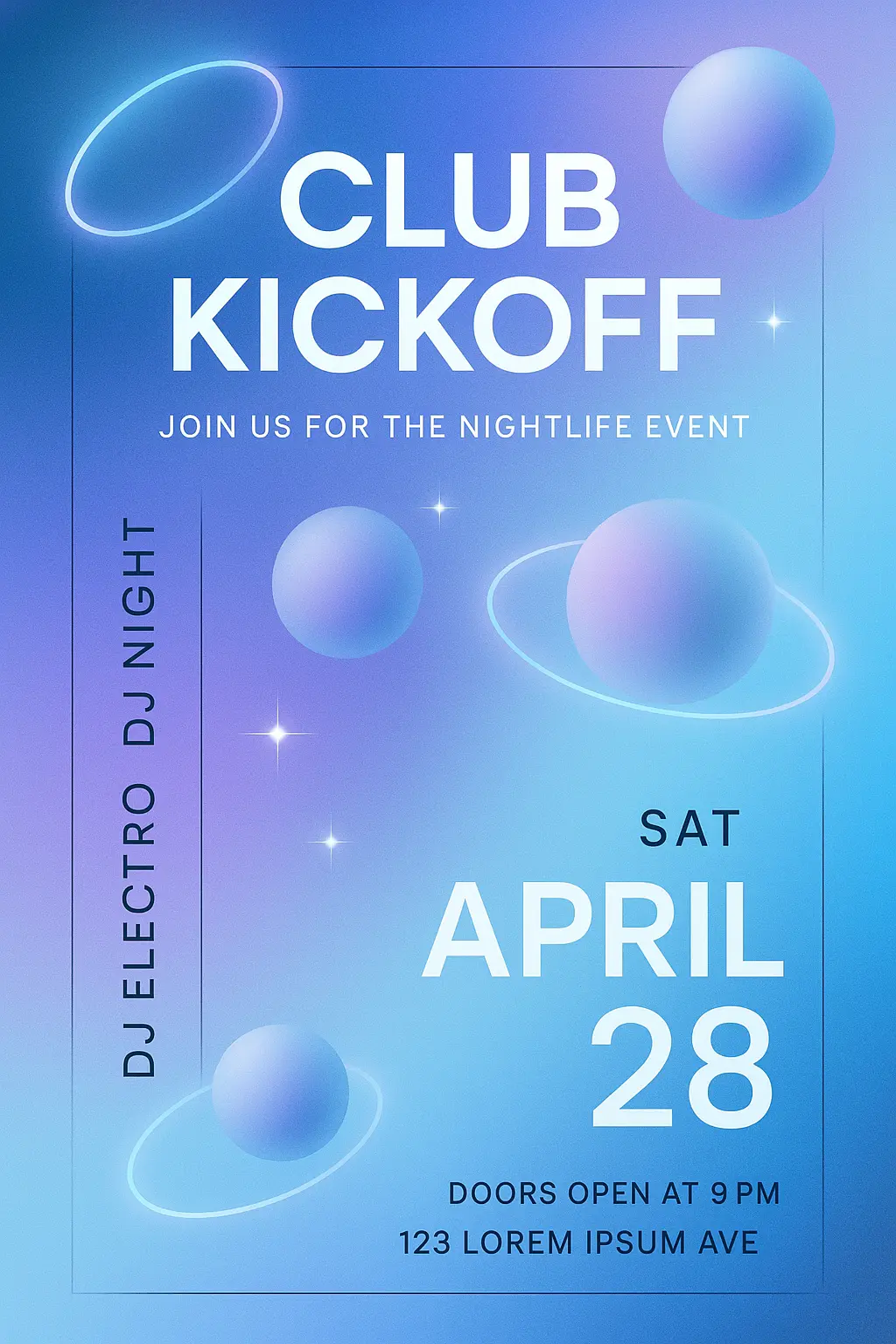 Futuristic template for a nightclub welcome party invite
