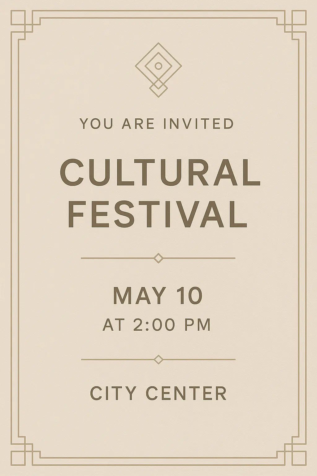 Event invitation card template digital invitation for a cultural festival