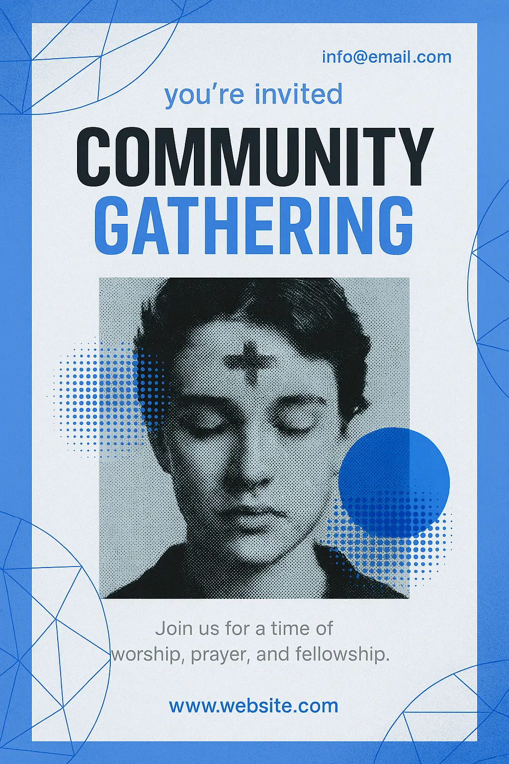 Modern template invitation with ash cross portrait