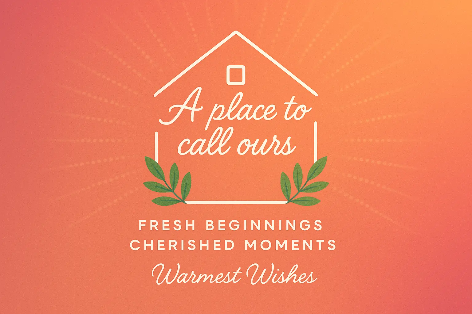 Colorful house warming invitation card template with glowing house outline