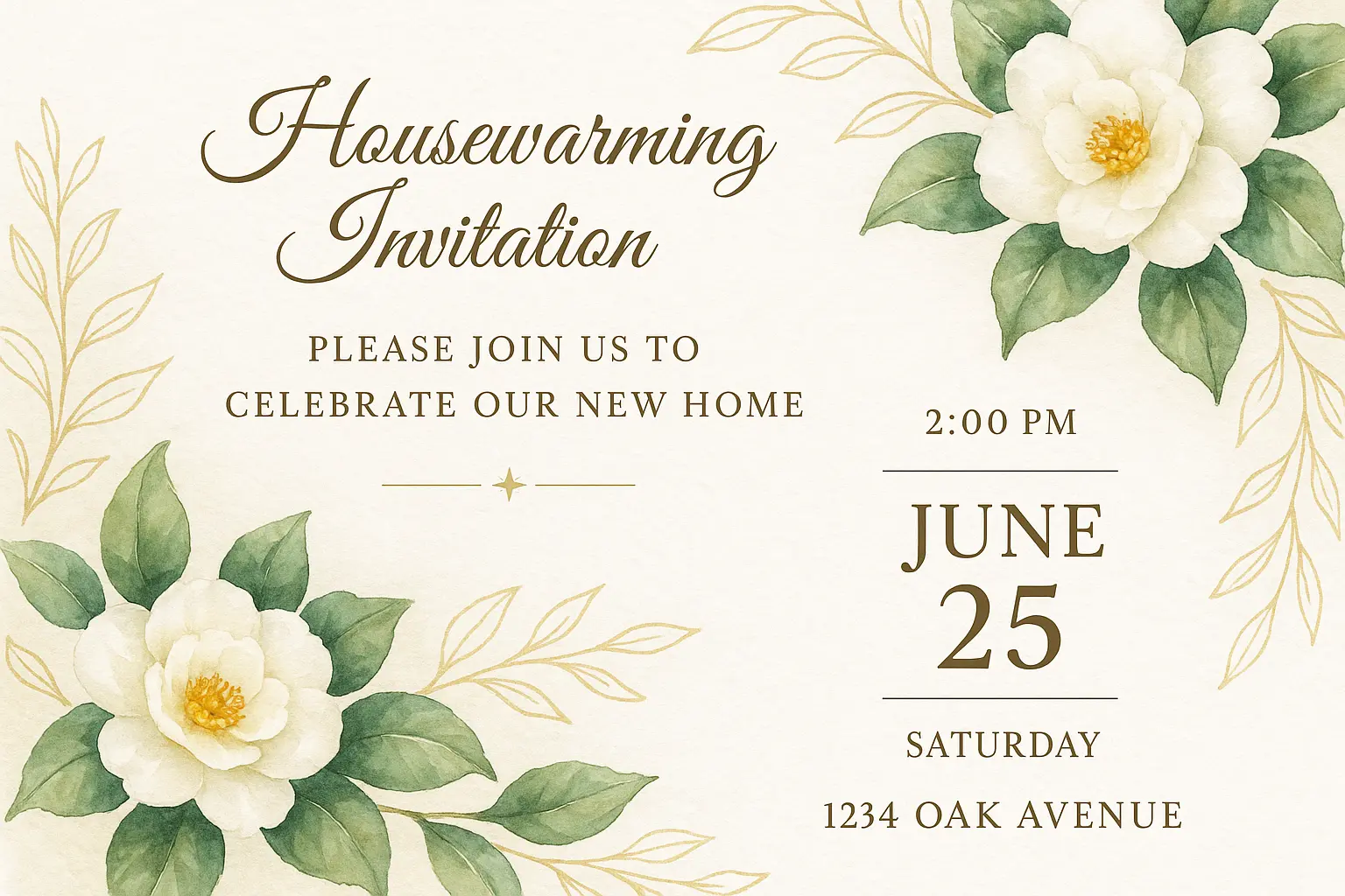 Elegant floral house warming invitation card template