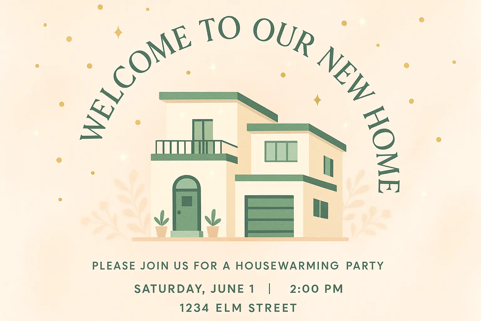 Elegant house warming invitation card template with pastel tones