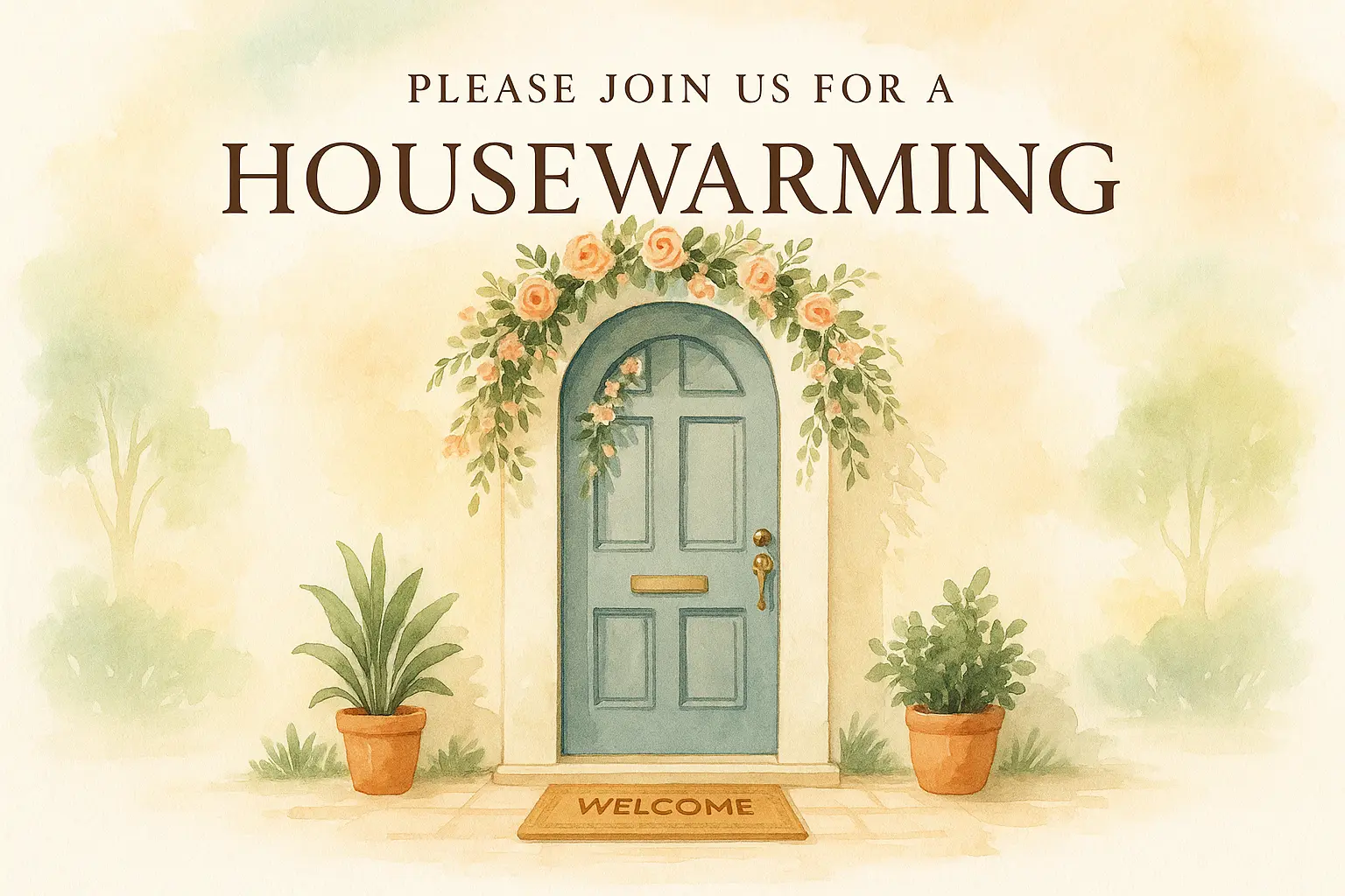 Elegant house warming invitation card template with bold typography