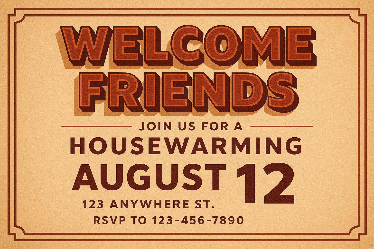 Cute birds in nest house warming invitation card template
