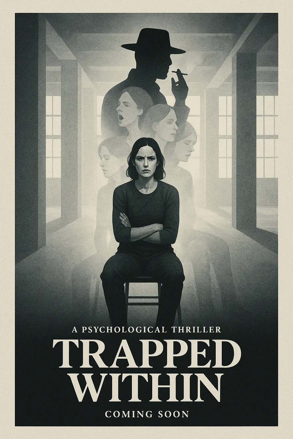 Movie posters template with layered thriller character montage