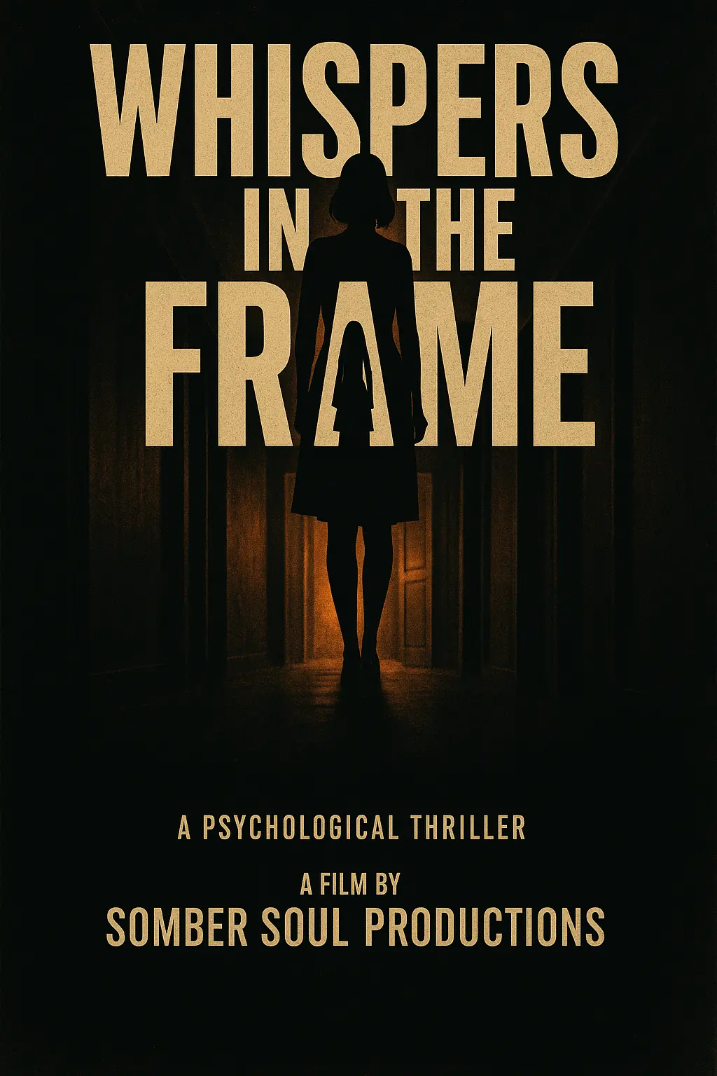 Thriller movie posters template with silhouetted woman and bold title