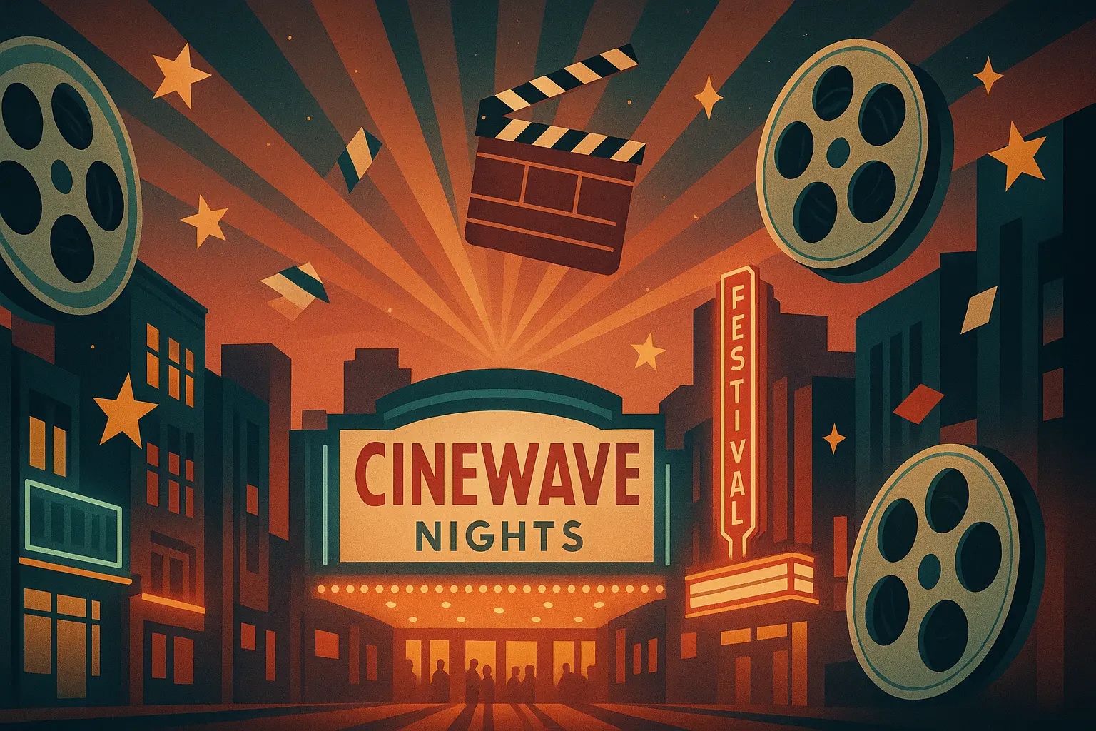 Vintage movie posters template with two teen girls in pastel tones