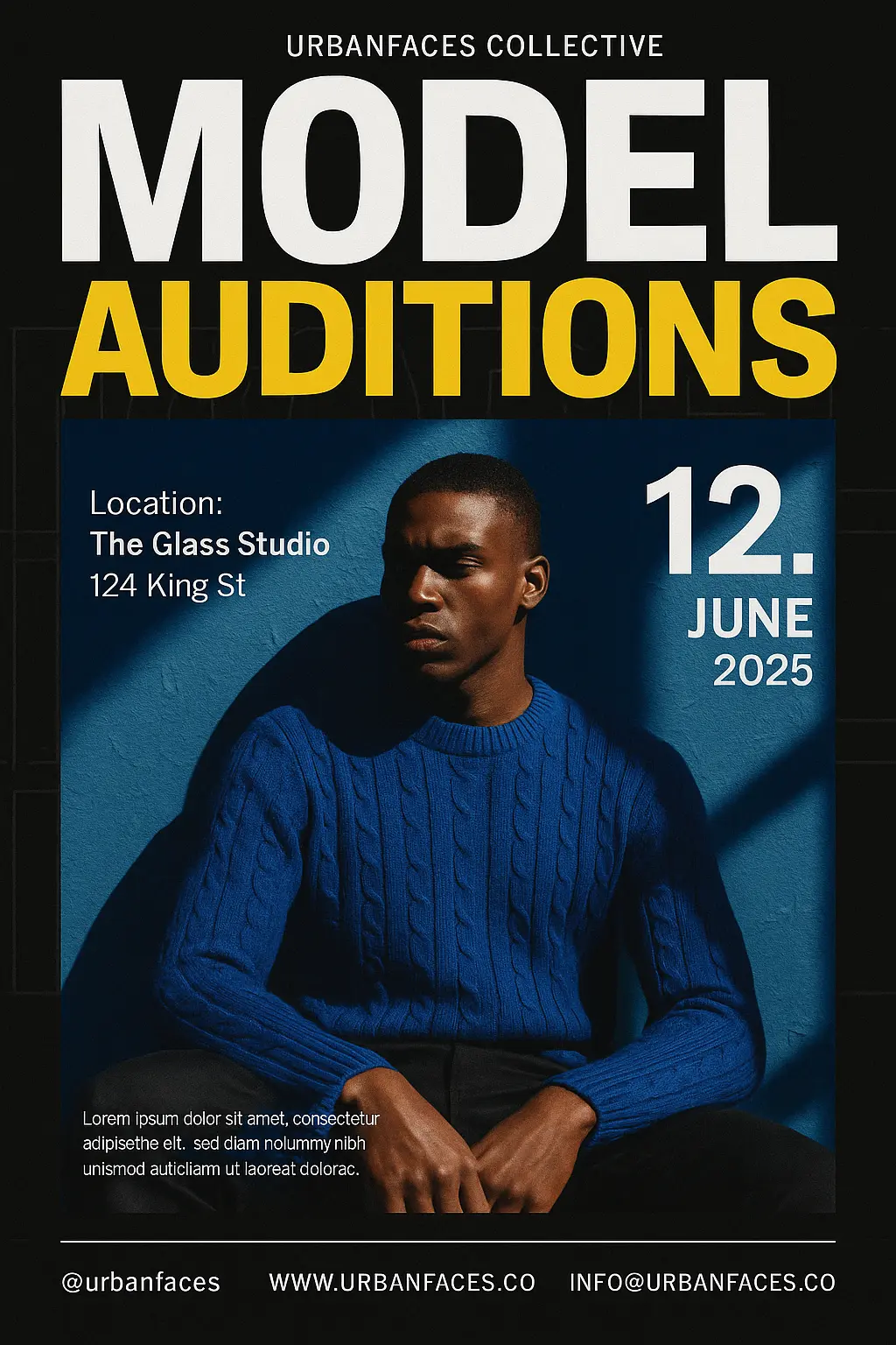 Stylish advertisement poster template for model casting call