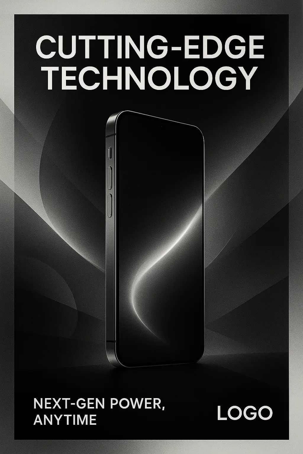 Advertisement poster template showcasing a sleek smartphone with dynamic lighting