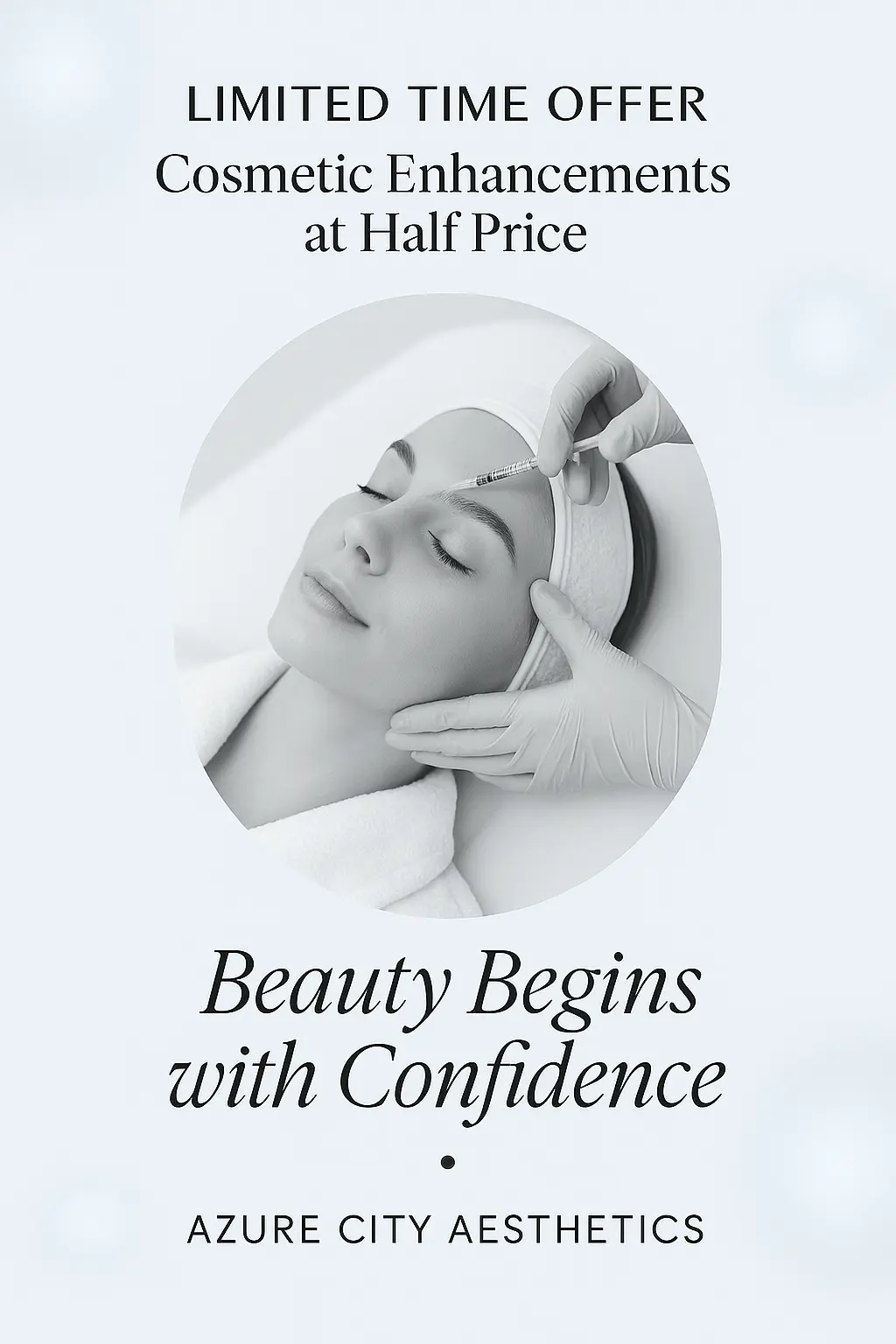 Cosmetic service advertisement poster template with elegant, clean design