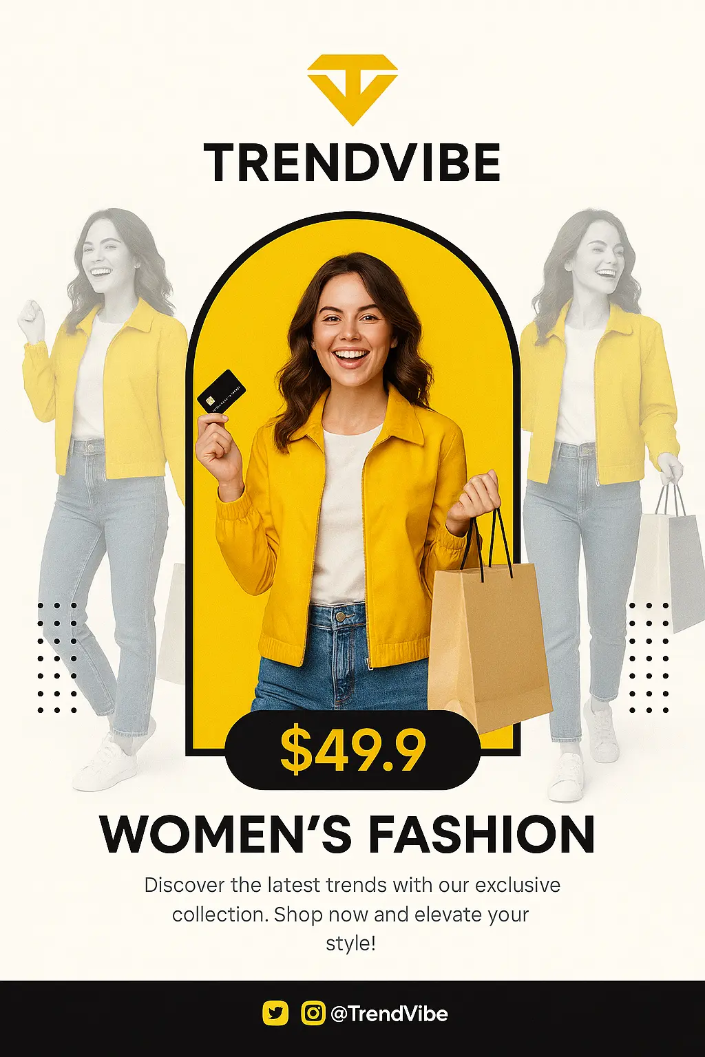 Fashion sale advertisement poster template with bright colors