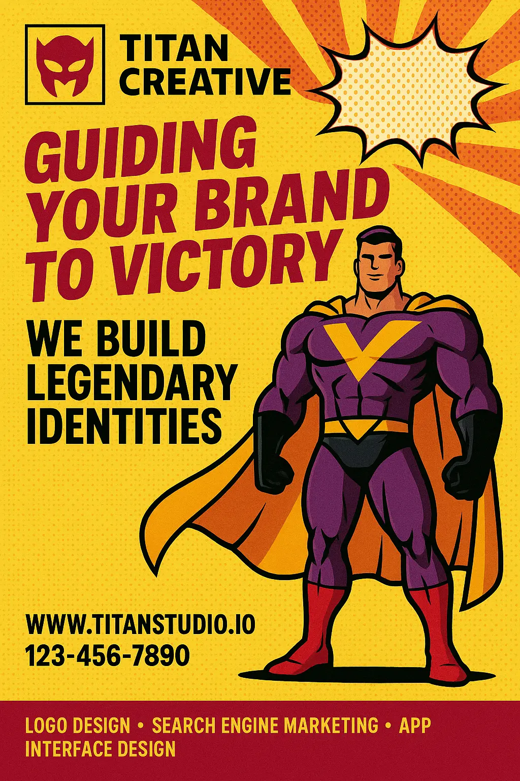 Colorful superhero-themed advertisement poster template