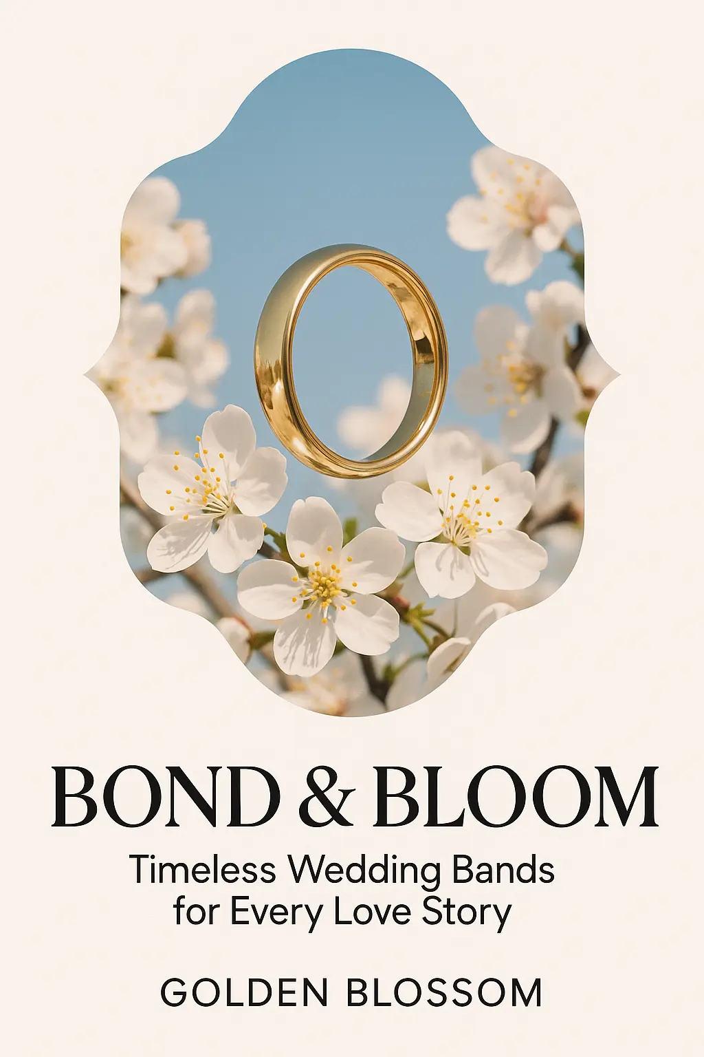 Floral wedding ring advertisement poster template with modern text