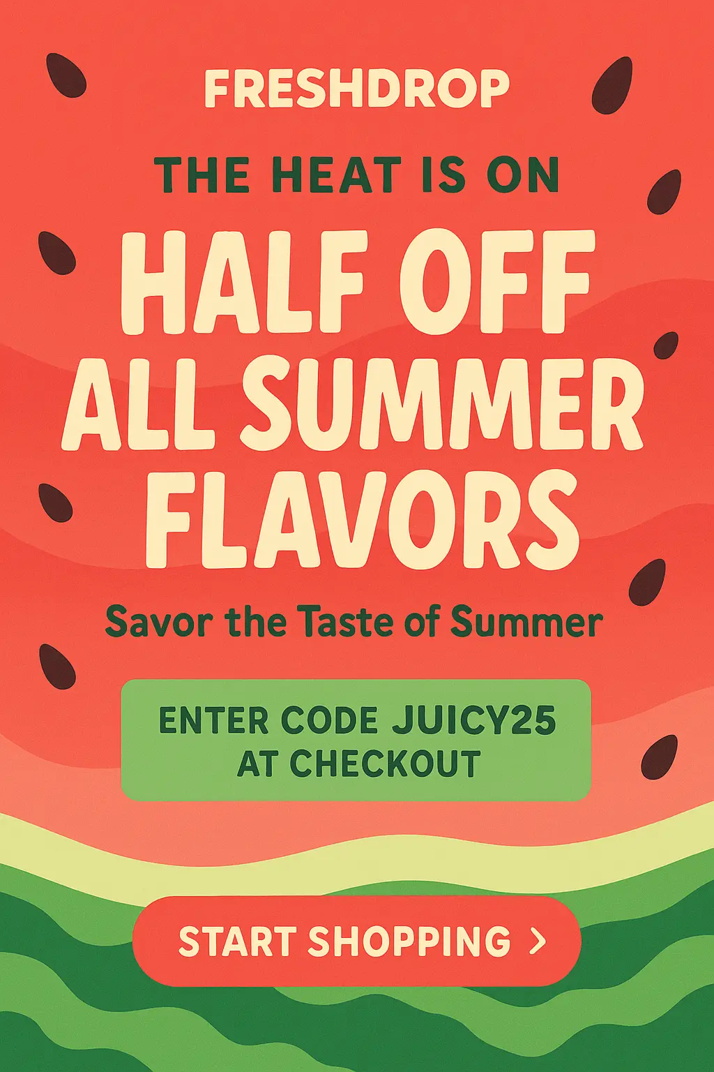 Watermelon-style advertisement poster template with summer discount message