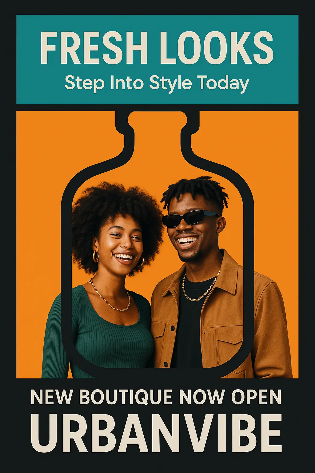 Trendy fashion launch advertisement poster template with bold cutout and vibrant colors