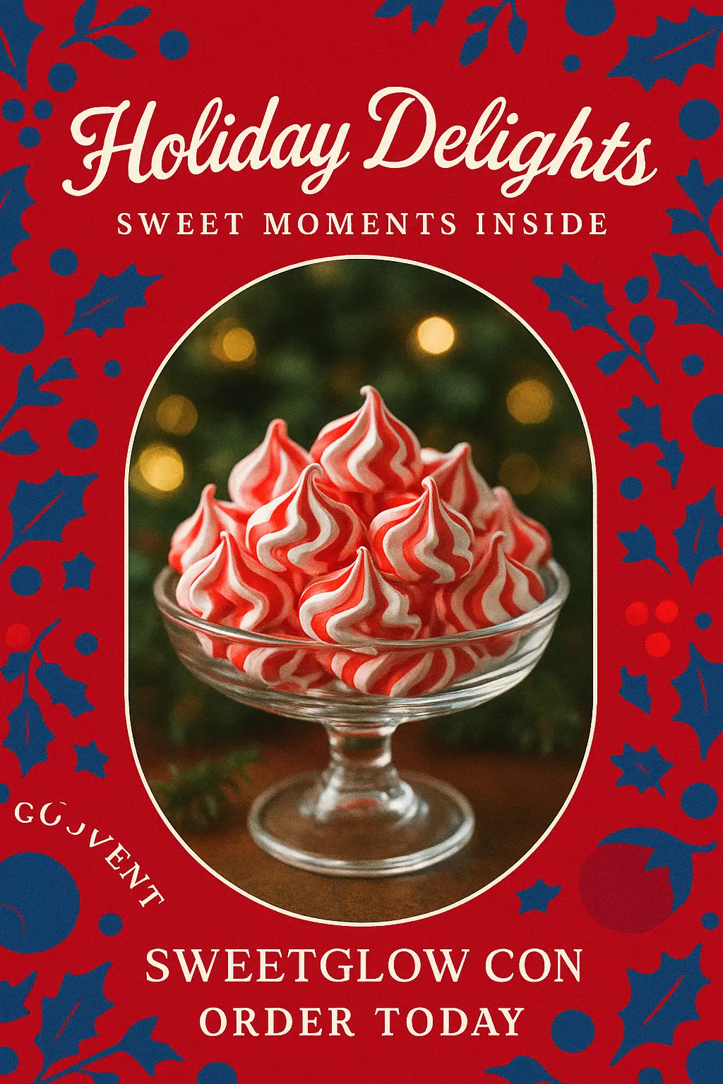 Holiday sweets advertisement poster template with meringue cookies