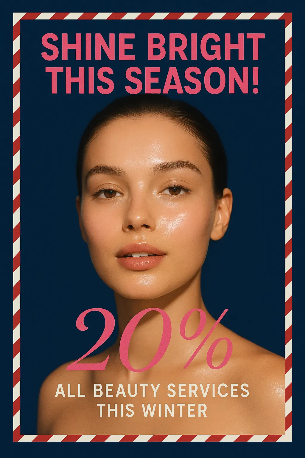Beauty treatment advertisement poster template featuring glowing model