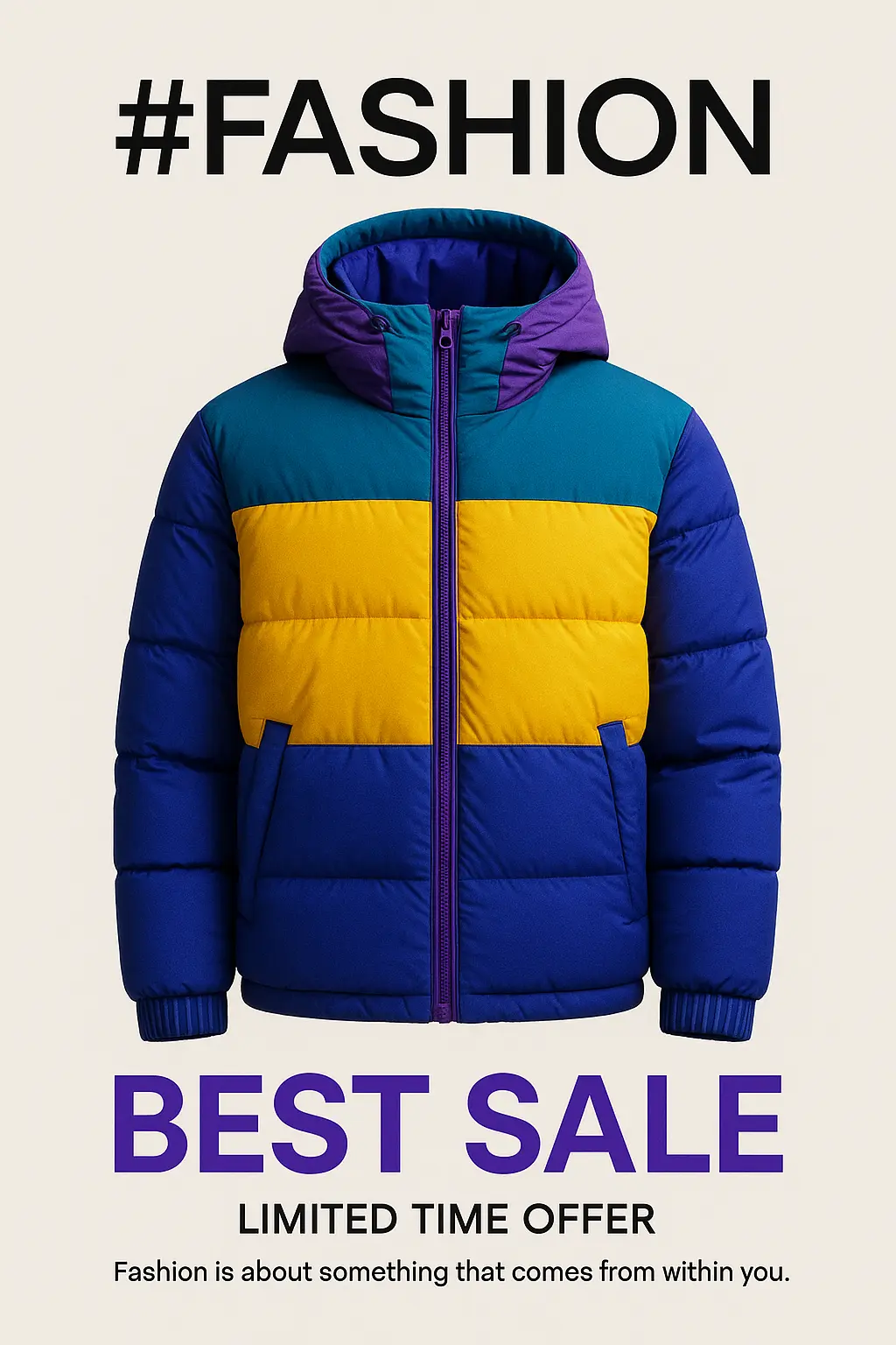 Colorful winter jacket advertisement poster template
