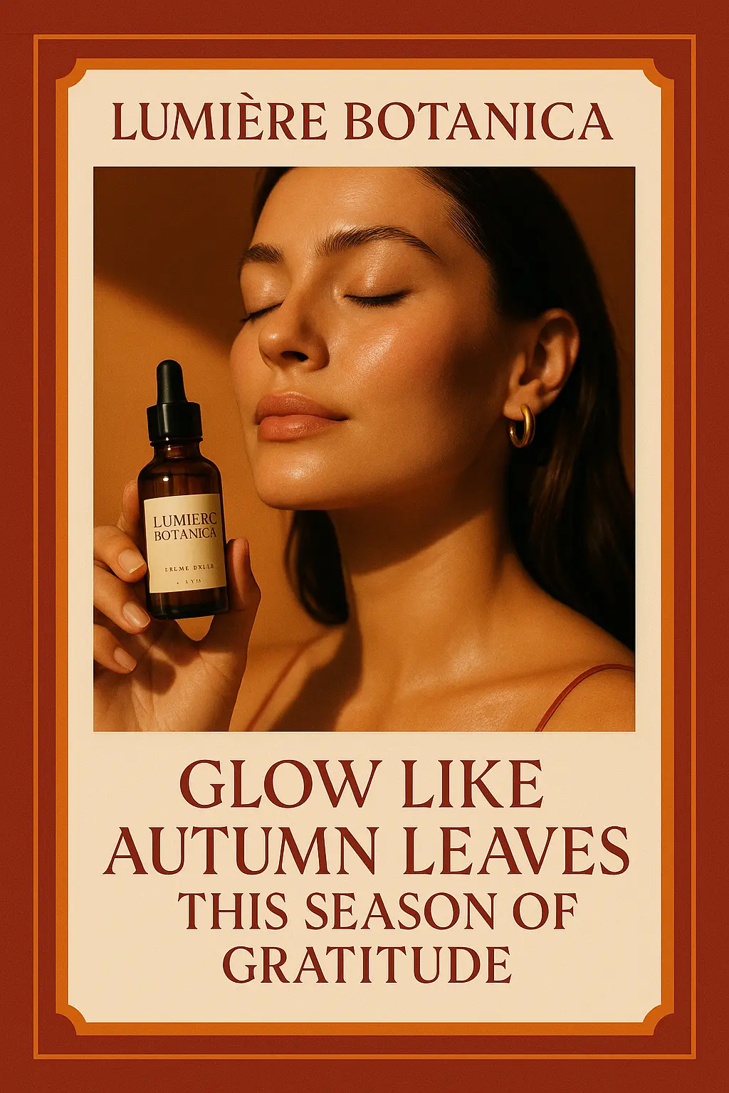 Elegant skincare advertisement poster template with fall-themed colors
