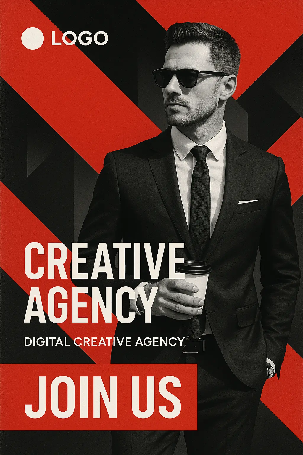 Digital creative agency advertisement poster template featuring professional man