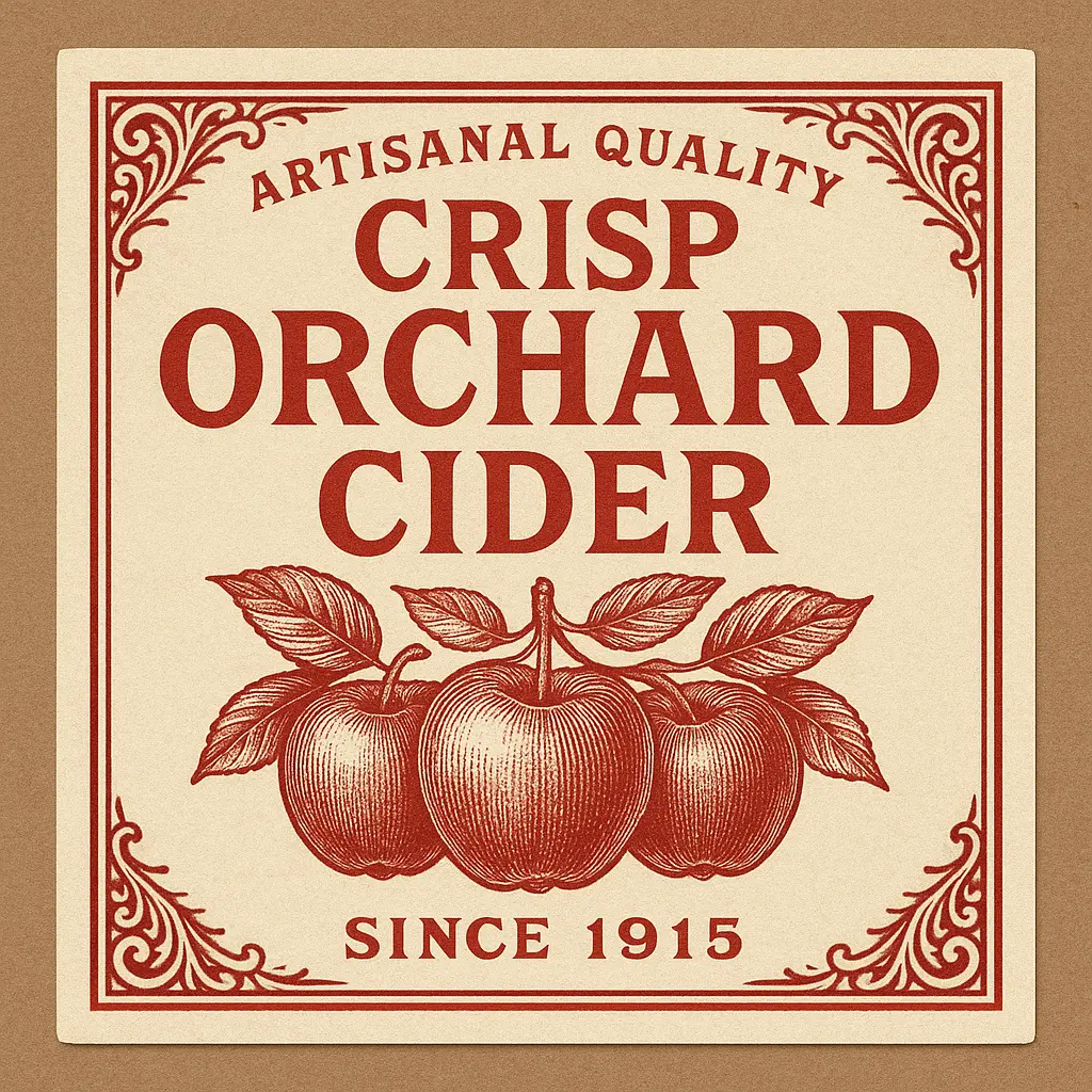 Vintage apple cider label template with ornate style.