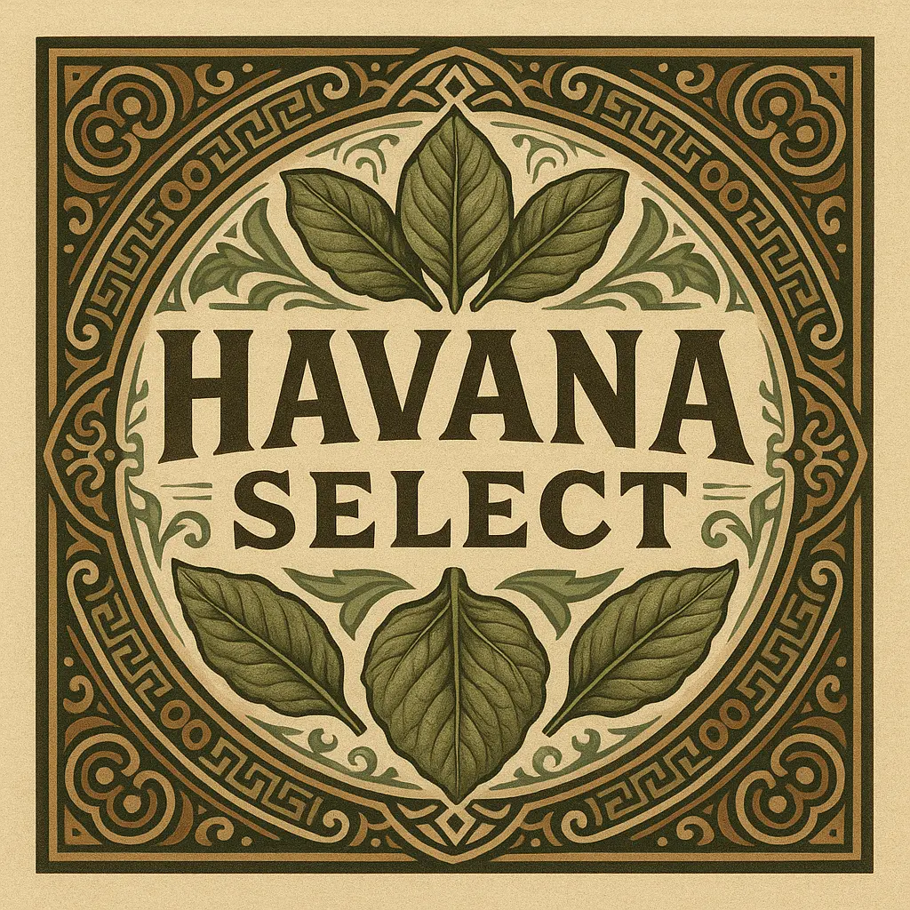 Vintage cigar label template with ornate design.