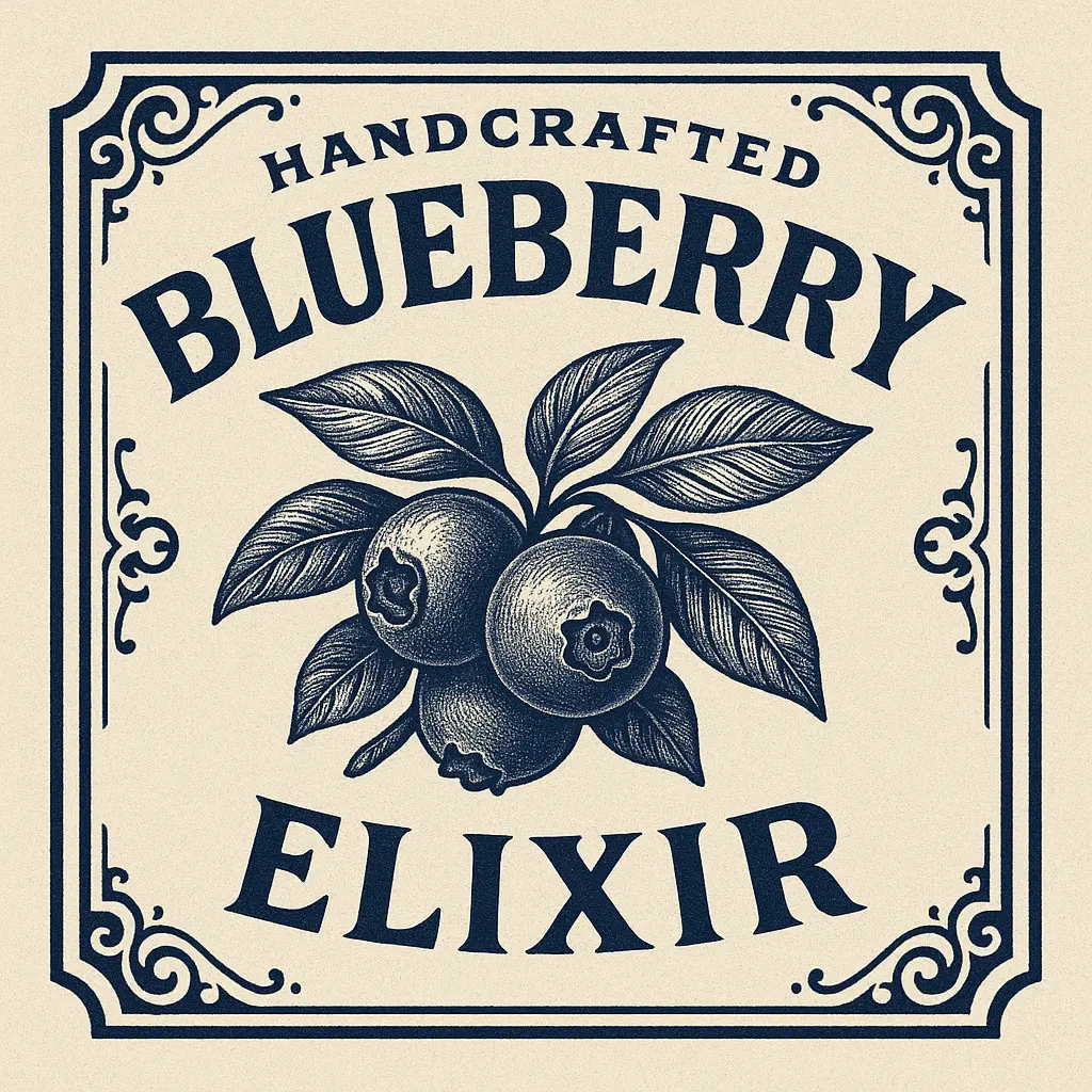 Vintage blueberry elixir label template