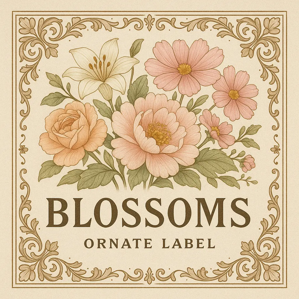 Vintage floral label template with pastel colors