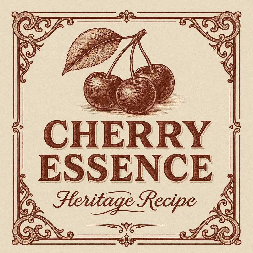 Vintage Cherry Essence label template with embossed cherries.
