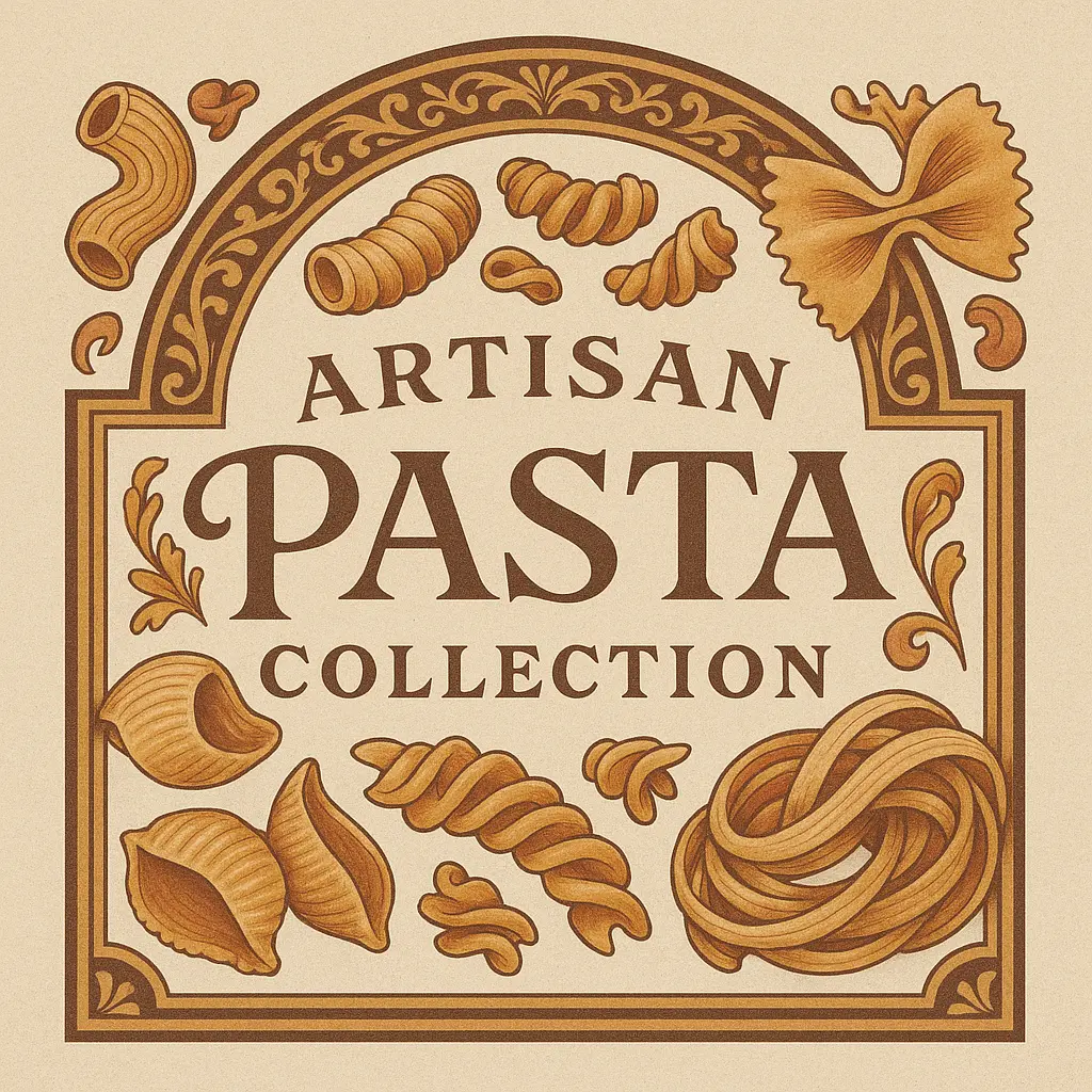 Artisan pasta label template with ornate style