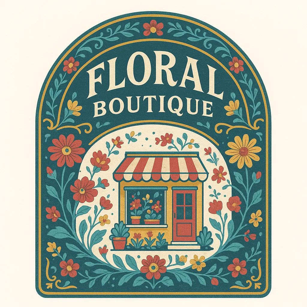 Colorful vintage floral label template design