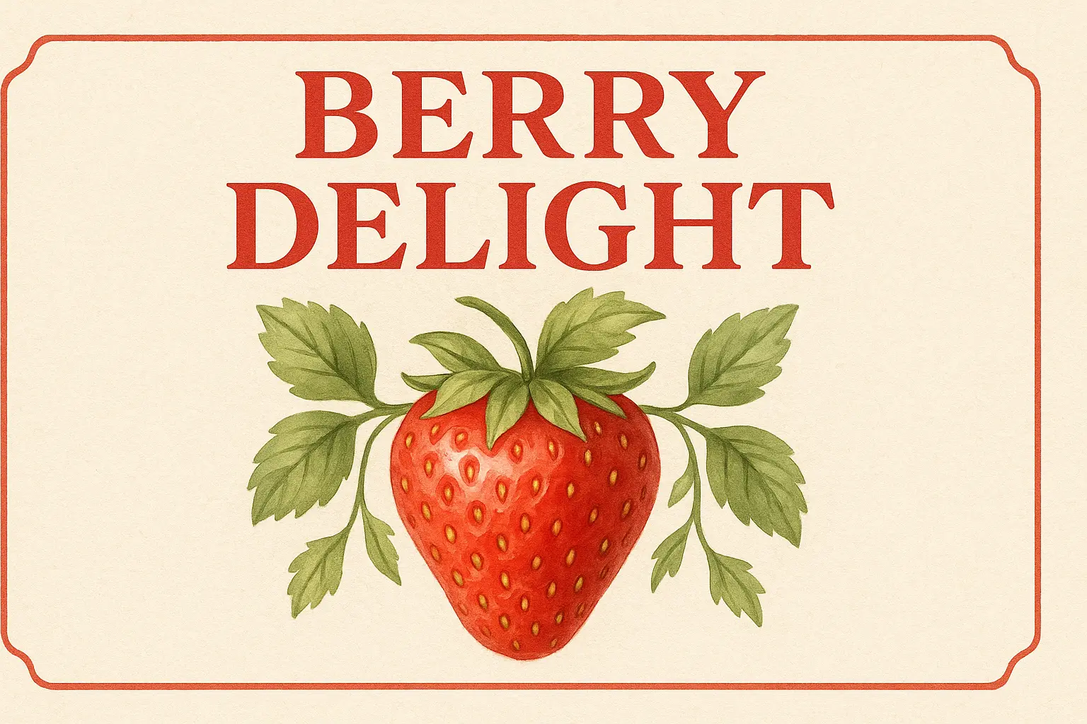 Vintage strawberry label template with elegant layout