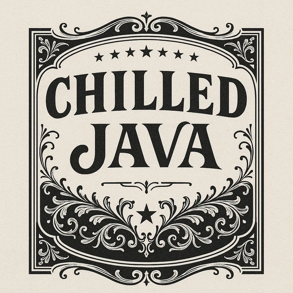 Vintage ornate label template for Chilled Java.