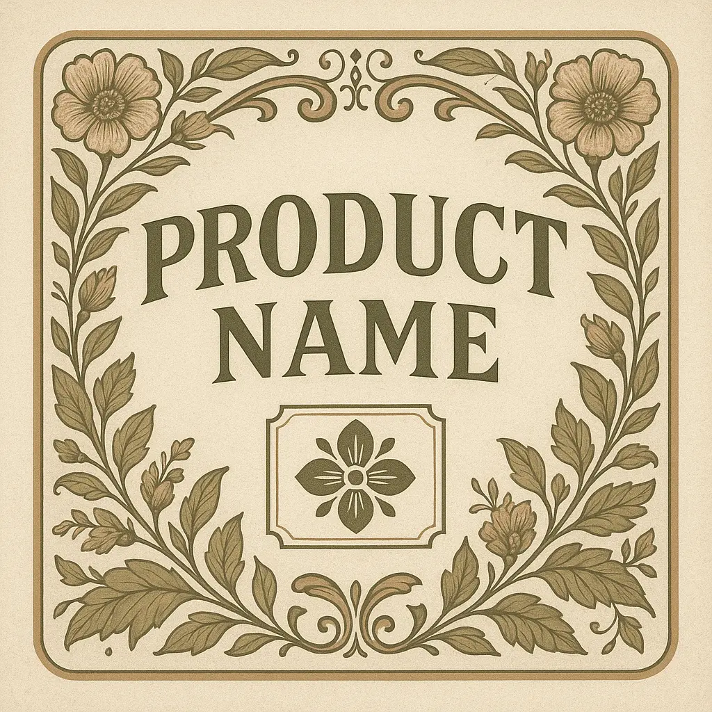 Sophisticated vintage label template with floral motif.