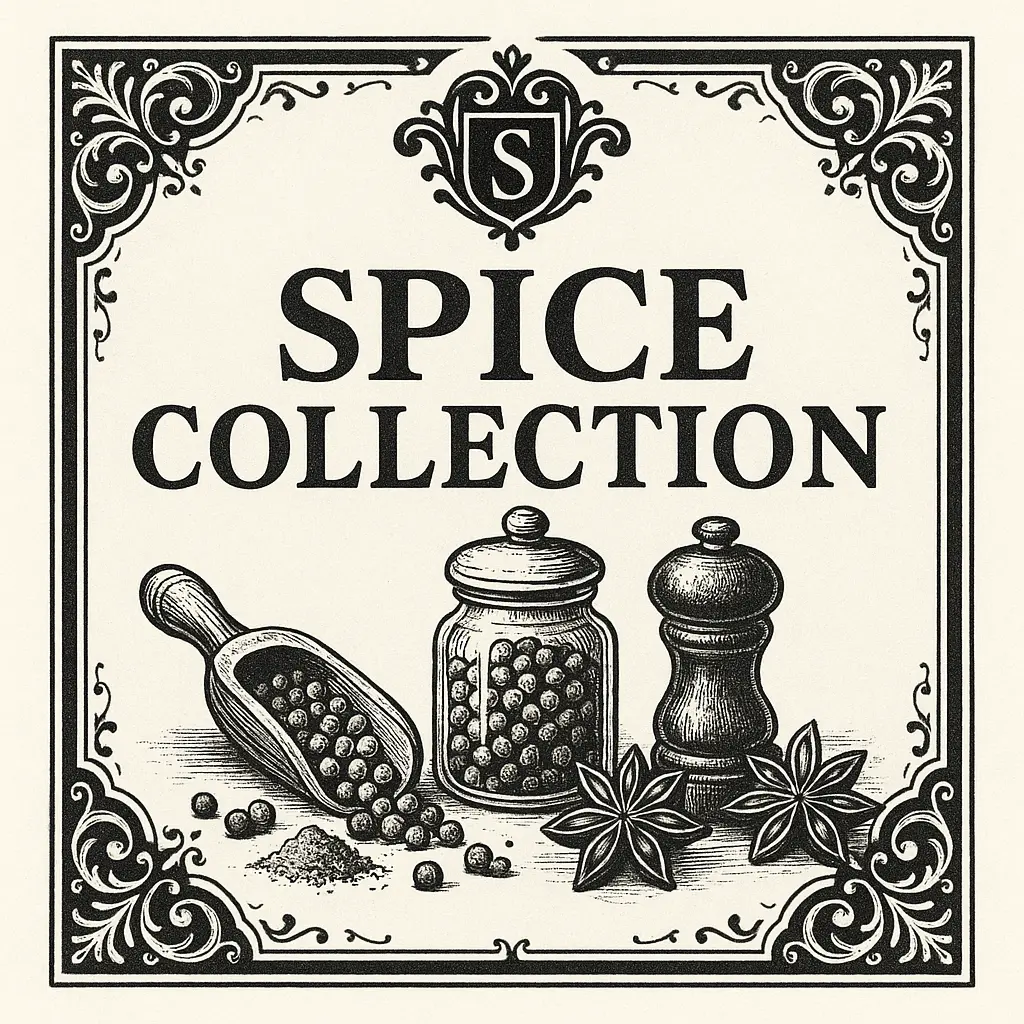 Vintage label template with spice names and dates.