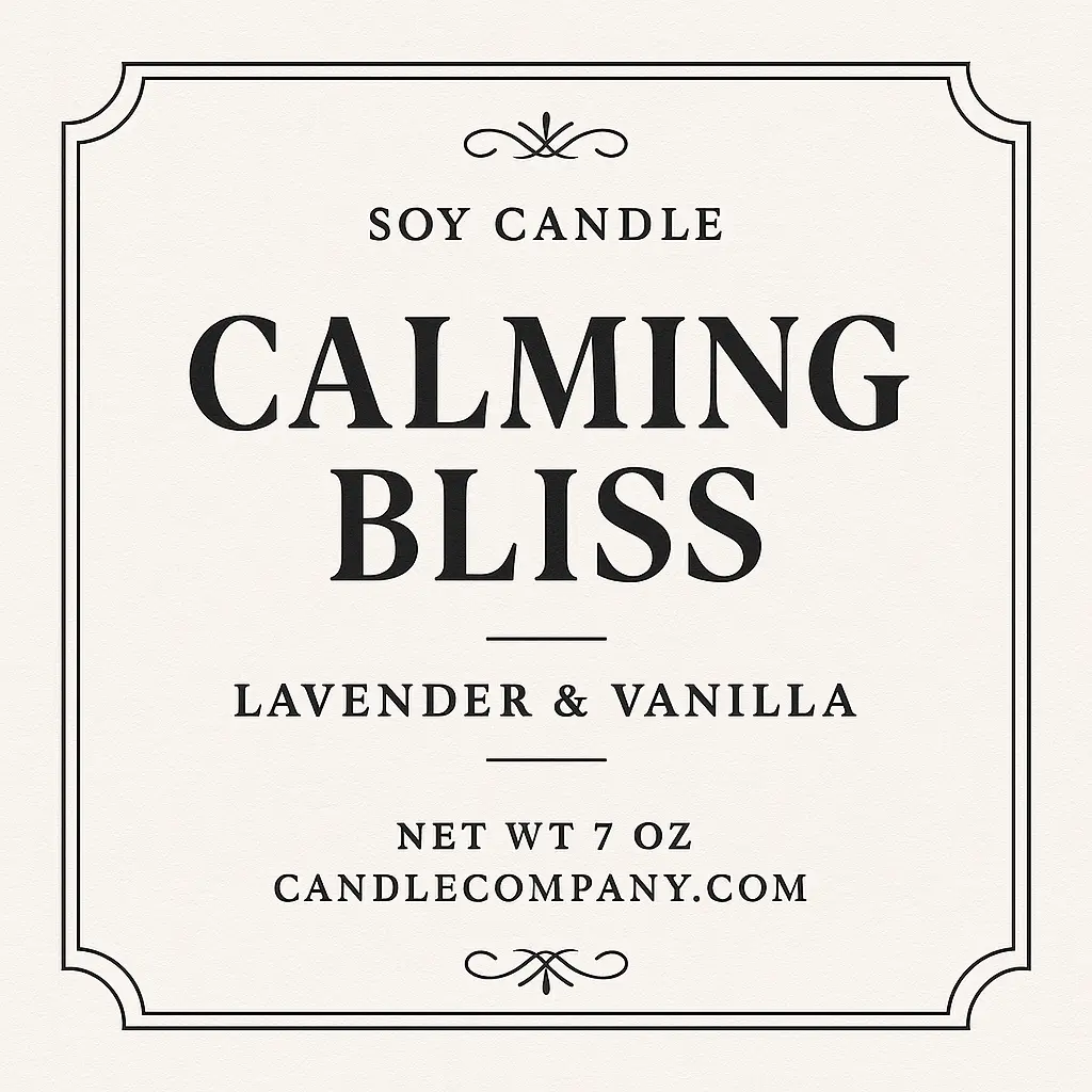 Minimalist label template for soy candle