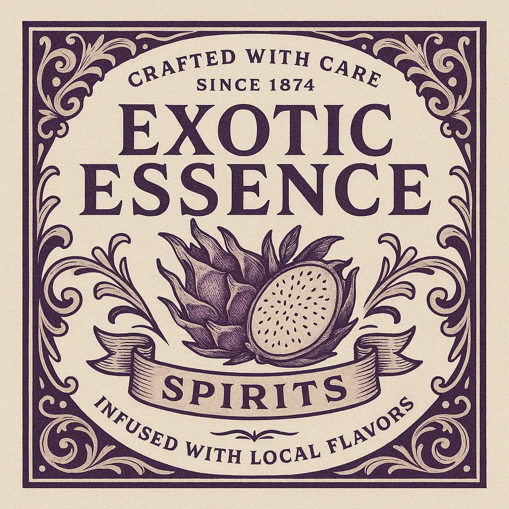 Dragonfruit themed vintage label template design.