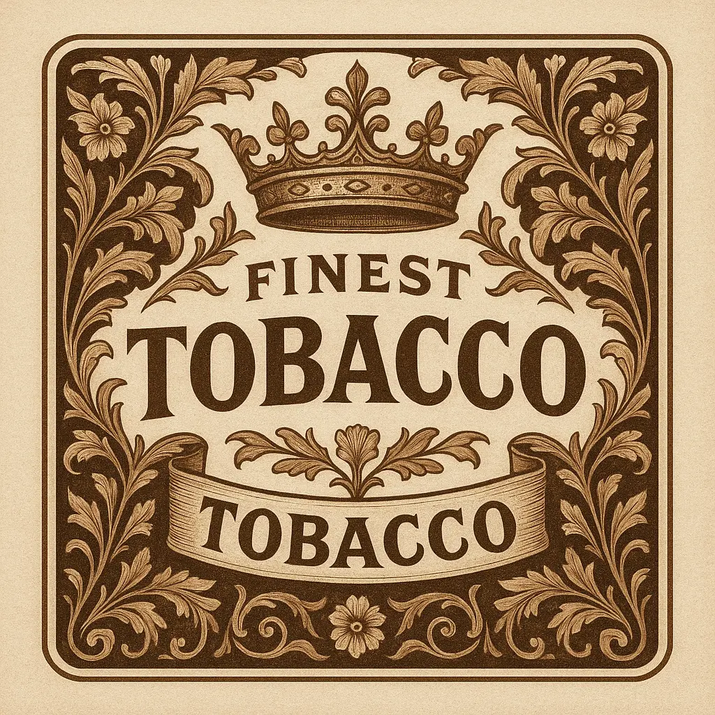 Vintage label template with tobacco branding.