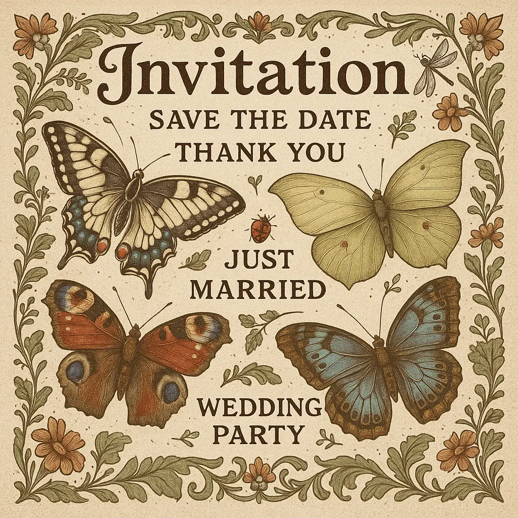 Vintage style butterfly label template designs.