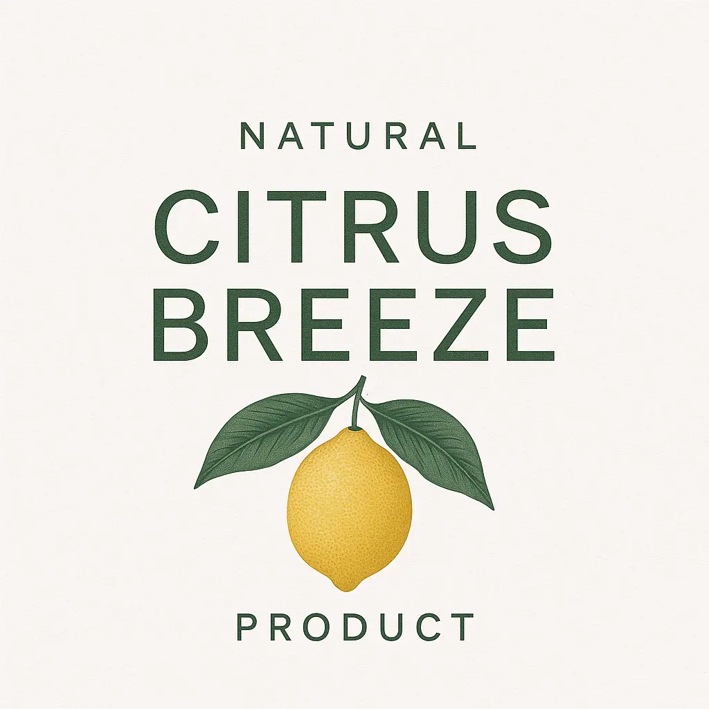 Citrus Breeze label template with botanical illustration