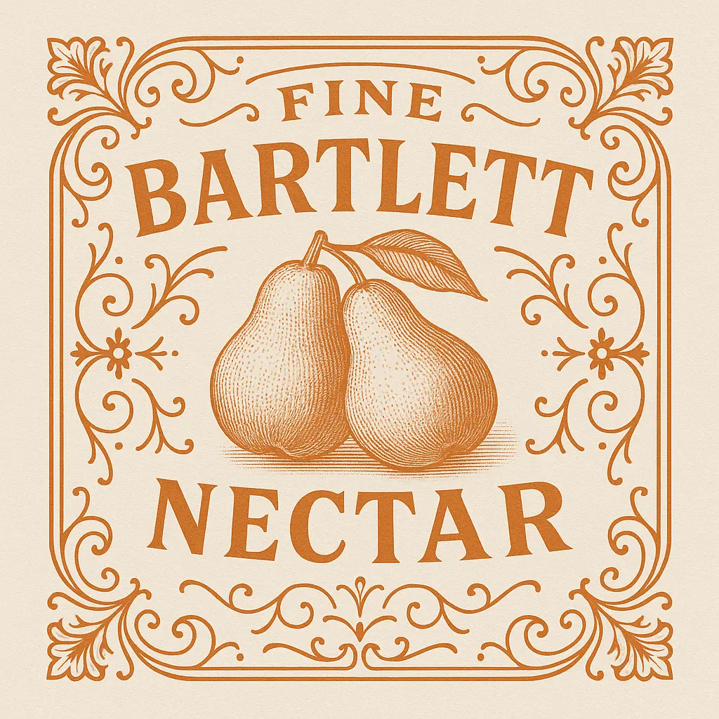 Elegant vintage label template with pear drawing.