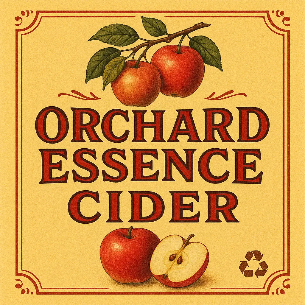 Vintage apple cider label template, vibrant and ornate.