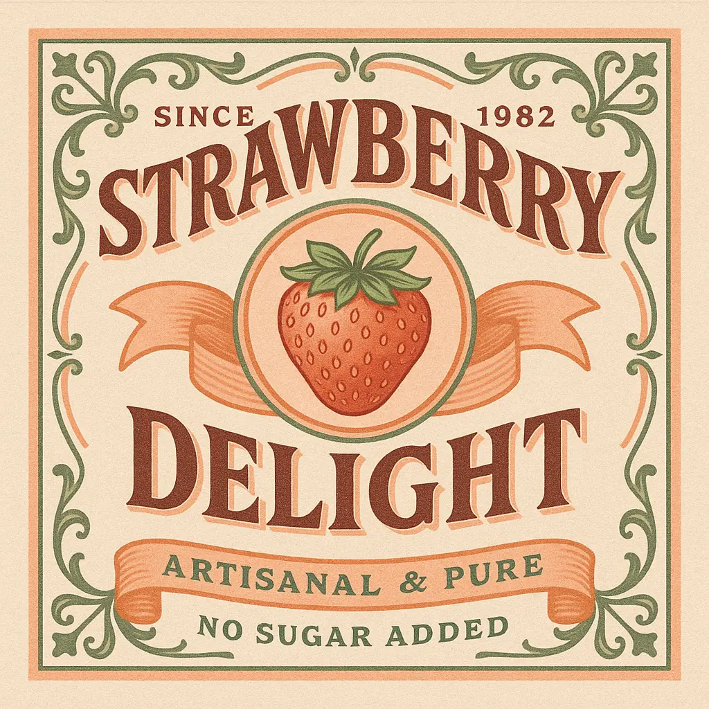 Vintage strawberry jam label template design