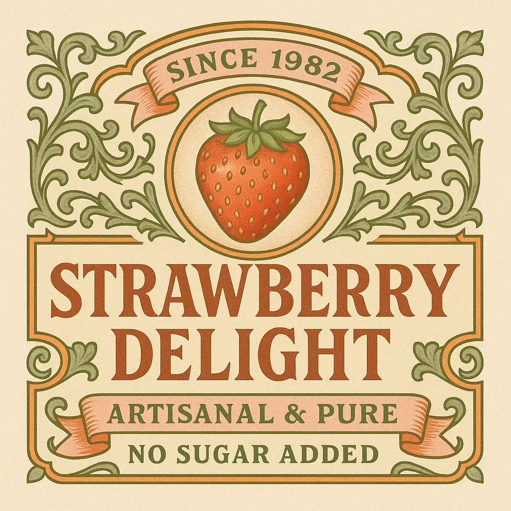 Vintage strawberry jam label template design